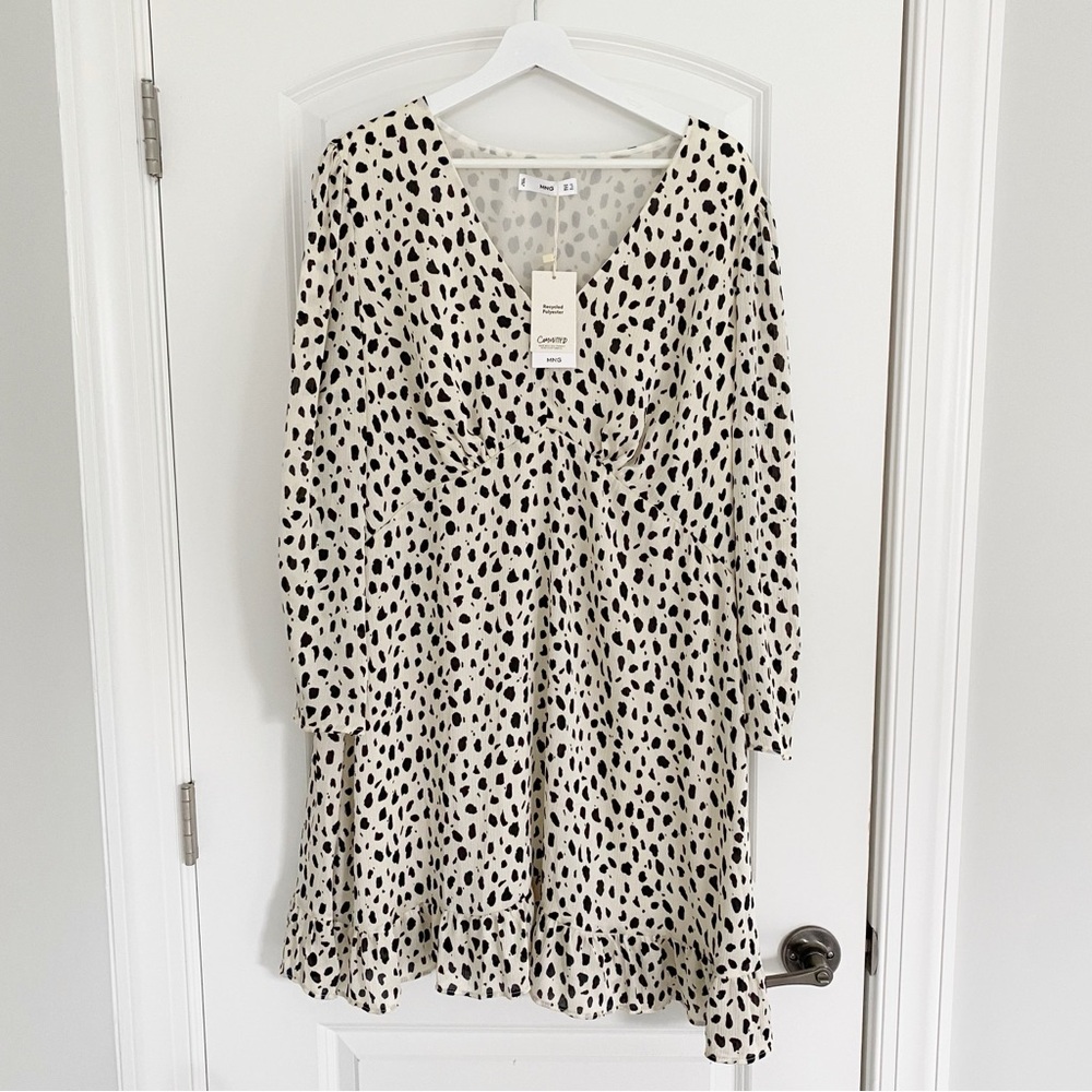 MANGO I NWT Black and White Polka Dot Dress